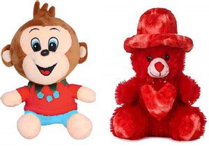 Liquortees Funny Fruit Monkey with red rose cap teddy bear - 30 cm ...
