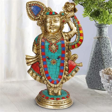 Buy Copperhoard Multicolor Black Resin Shreenathji Krishna Murti Statue ...