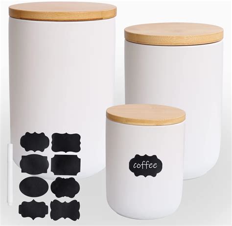 Amazon.com: Ceramic Canisters Sets for Kitchen, Airtight Canister with ...