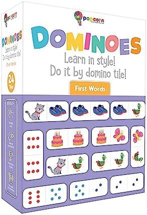 Popcorn Games & Puzzles First Words Dominoes for Kids |24 Tiles Board ...