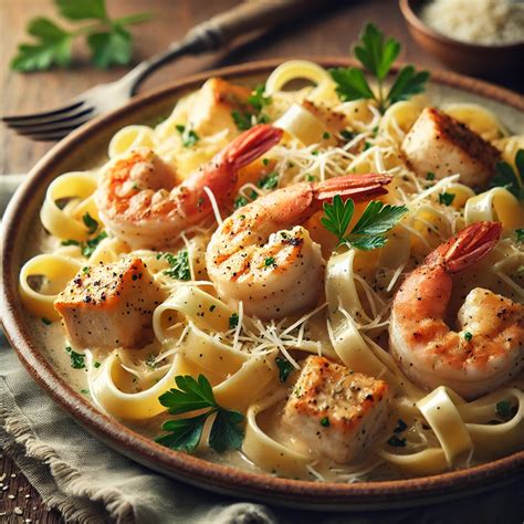 Chicken and Shrimp Pasta Alfredo