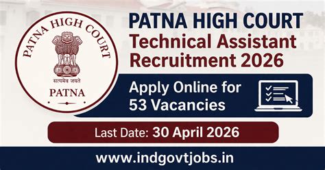 Patna High Court Technical Assistant Recruitment 2026 Apply Online for ...