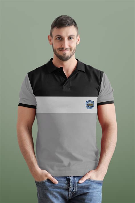 Black & Lite Ash Paneled Polo T-shirt – Bluespce