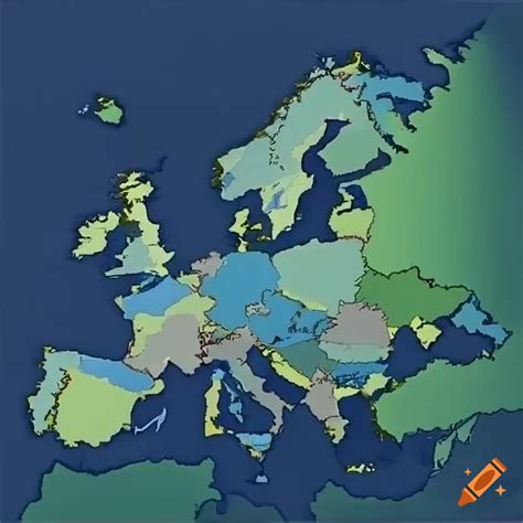 Map of europe with new countries, borders, and historical changes on Craiyon