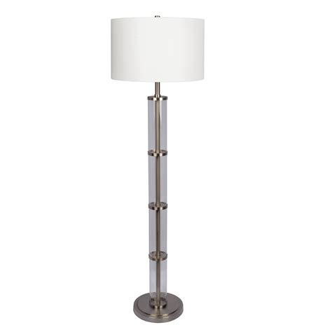 Nimbus Brushed Nickel Floor Lamp with 3-Way Rotary Switch Clear Glass ...