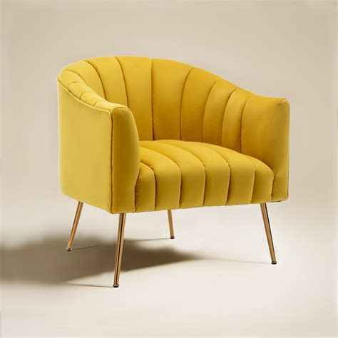 Gilded Lounge Armchair Elegance Velvet Yellow – Nestroots