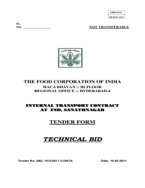 Fillable Online fci gov FOOD CORPORATION OF INDIA REGIONAL OFFICE Fax ...