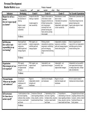 Fillable Online compass-school Personal Development Realm Rubric ...