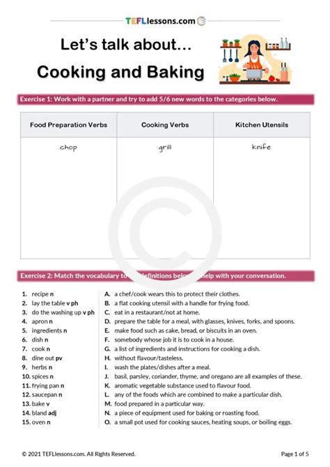 Image result for Cooking ESL Lessons