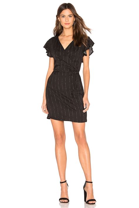 Bella Dahl Ruffle Sleeve Wrap Dress in Black | REVOLVE