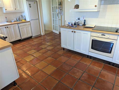 Adding a Shine to Terracotta Kitchen Floor tiles in Devon - Kitchen ...