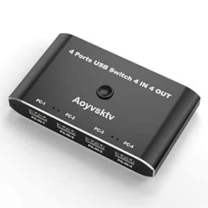 Aoyvsktv USB Switch Selector 4 Computers Share 4 Port USB A Devices for ...