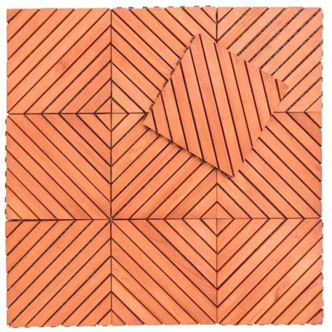 10pcs, Outdoor Patio 12-Diagonal Slat Eucalyptus Interlocking Deck Tile ...