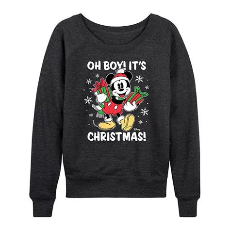 Disney's Mickey Mouse Women's Oh Boy It's Christmas French Terry Long ...