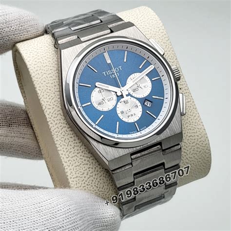 Tissot 1853 T-Classic PRX Chronograph Blue Dial Stainless Steel Strap ...