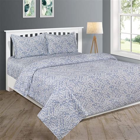 Buy SWAYAM Pastel Vogue-Blue Floral Printed Double XL Bedsheet Set-3Pcs ...