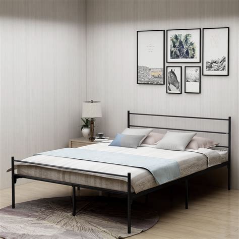 Buy Queen Platform Base Wrought Iron Bed Frame for Bedroom Guest Room ...