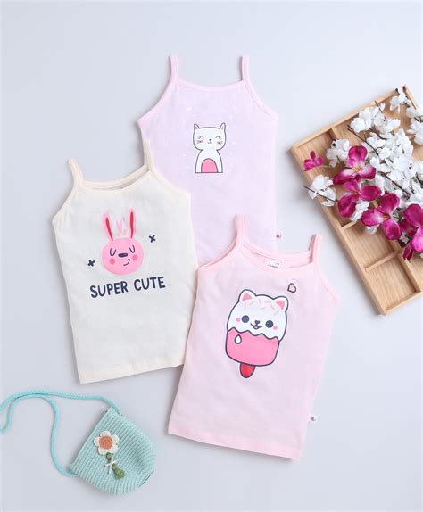 Peb9593 - Peach & Pink Girls Cotton Camisole Slips Pack Of 3 – Kurate