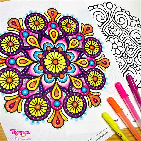 Floral Mandala Easy Coloring Book 100 Mandalas Printable Mandala Adult ...