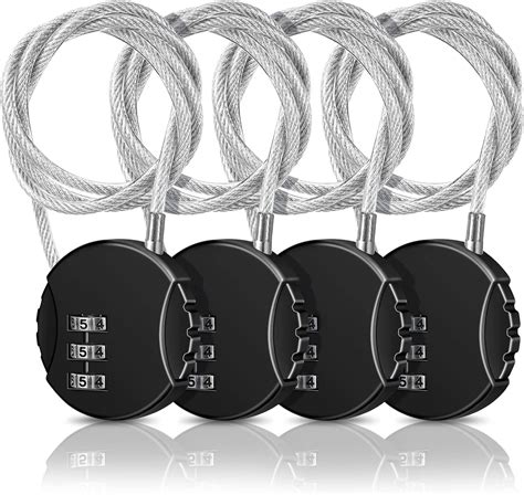 Buy 4 Pieces 3 Digit Combination Lock Wire Stroller Waterproof Padlock ...