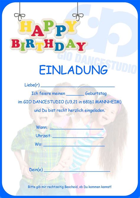 Word Kindergeburtstag Einladung