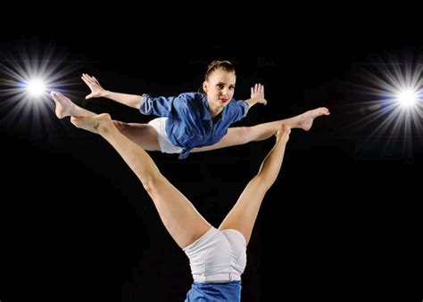 Female acrobats in duet for a rare act