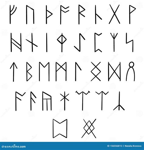 FUTHARK Runic Alphabet And Its Sorcery Interpretation Cartoon Vector ...