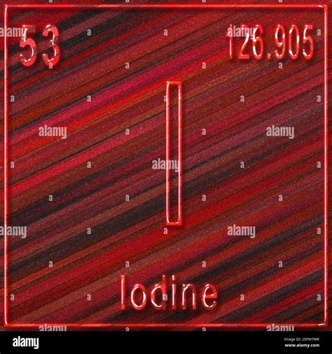 Iodine chemical element, Sign with atomic number and atomic weight ...