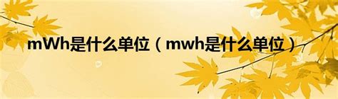 mWh是什么单位（mwh是什么单位）_环球知识网