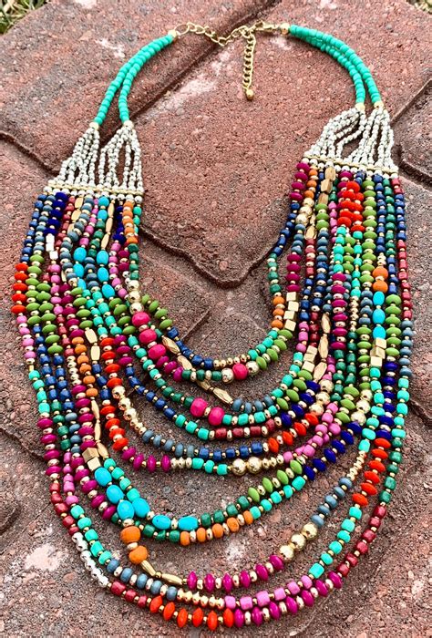 Gold silver multi color multi layered beaded necklace – Artofit