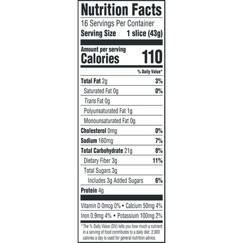 Arnold 100 Whole Wheat Bread Nutrition Facts | Besto Blog