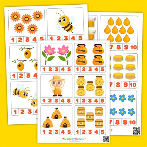 Printable Honey Bee Shadow Matching Activity Sheets for Kids