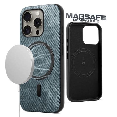 Classic Denim Finish Back Case For Apple iPhone 15 Pro Max With Wirele