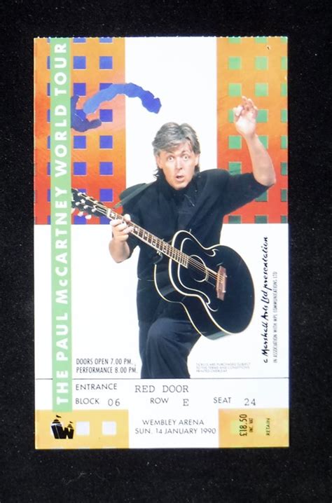 Paul McCartney and Wings Paul McCartney Wembley Gig Ticket 1990 '1990 ...