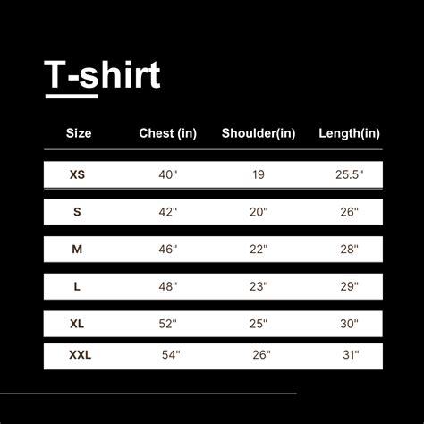 Size Chart – PVT LTD