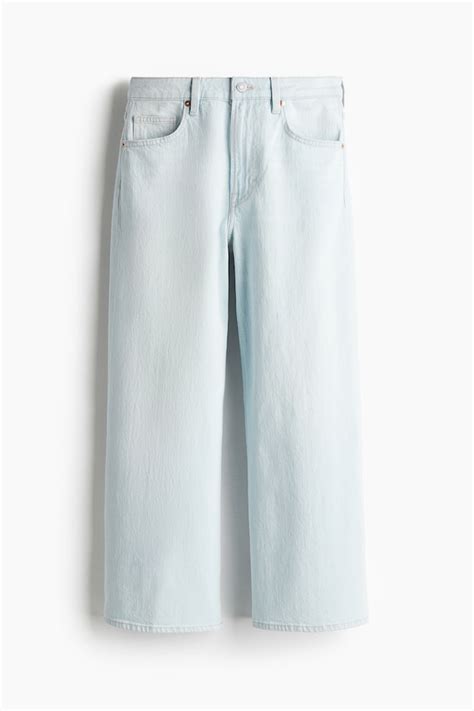 Women's Pale denim blue Wide High Cropped Jeans | H&M IN