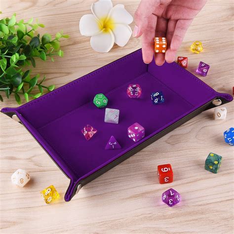 SIQUK Double Sided Dice Tray Folding Rectangle PU Leather and Dark ...