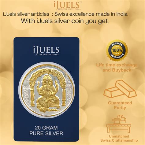 20 Grams 999 pure silver round 20gram Ganesh ji Pure Silver coin with