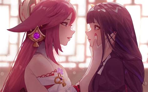 raiden shogun and yae miko wallpaper 4k Yae miko and raiden genshin ...