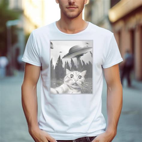 Cat Selfie Ufo Funny Shirt - Hersmiles