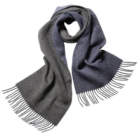 Slate Blue Check Cashmere Scarf | Men's Country Clothing | Cordings