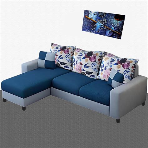 MAJISA L Shape Sofa Set for Living Room(Blue&Grey Colour) (LHS ...