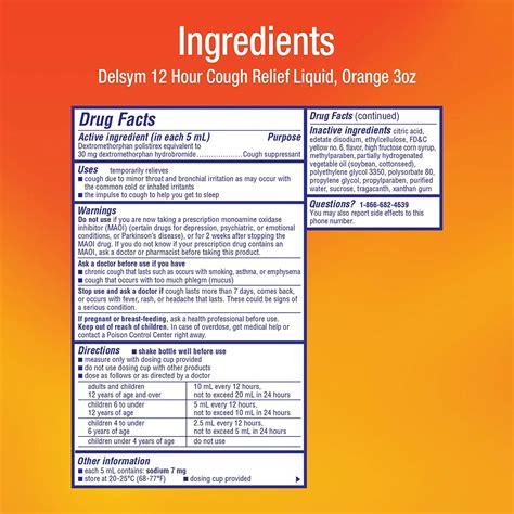 Delsym Adult Cough Suppressant Liquid, Orange Flavor - 3 fl oz