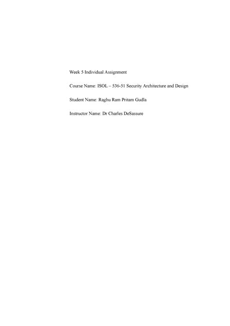Preetam week 5 individual assignment - Week 5 Individual Assignment ...