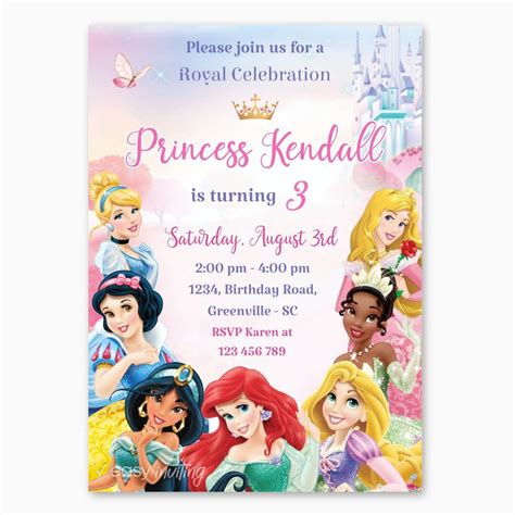 Princess Party Invitations Diy at Isabelle Rivers blog