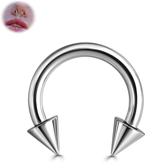 G23 Titanium Septum Rings 6G 8G 12G - Horseshoe Circular Barbell Spikes ...