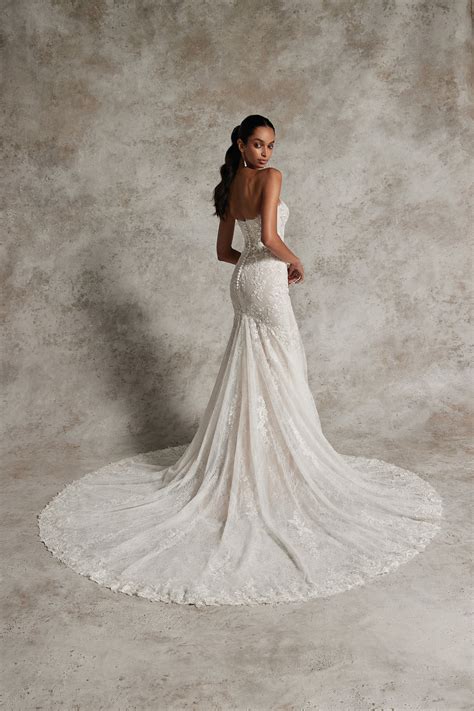 YAREN: Chantilly Lace Fit and Flare Wedding Gown with Sheer Bodice | Justin Alexander Signature