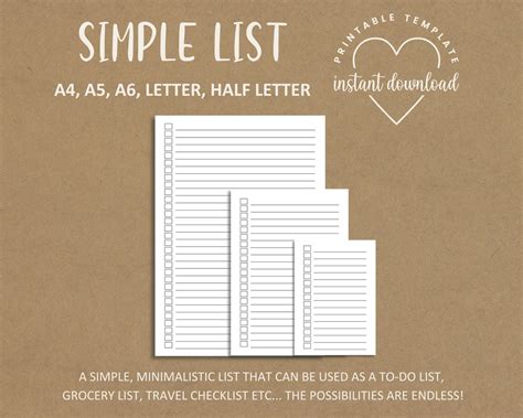 Image result for Printable List