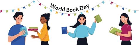 Welttag des Buches. Menschen mit Büchern in den Händen. Konzept des ...