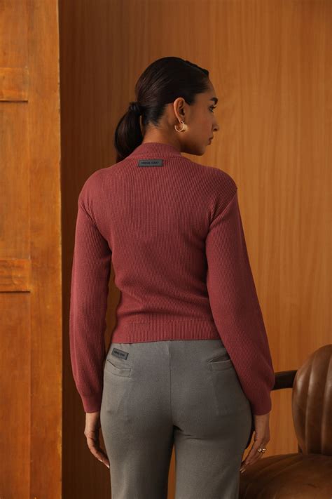 Shop Now our Women's Wrap Neck Top in Brick at Primal Gray